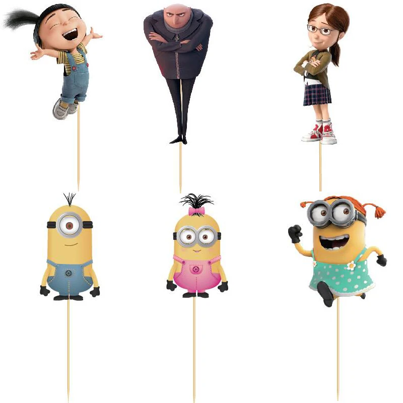 72pcs Despicable Me Gru Minion Cupcake Topper Picks Birthday
