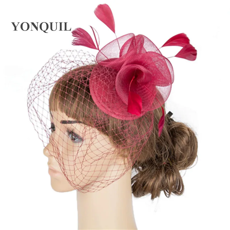 Charmming Белый 3 украшение «розы» Красивые шляпки-вуалетки Свадебные вуали аксессуары для волос из перьев несколько цветов доступны MYQ063
