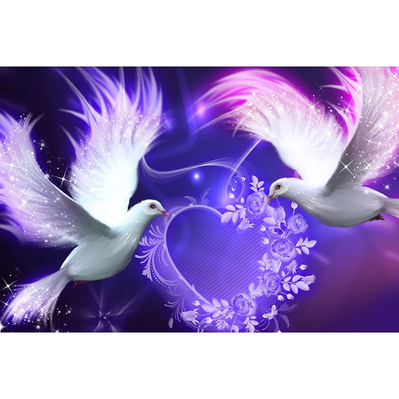 5D DIY Diamond Embroidered Circle &quotTwo Pigeons Love Heart Beautiful&quot Painting Rhinestone Mosaic | Дом и сад