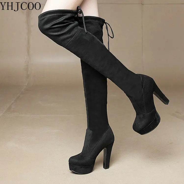 2017 New Over The Knee Boots Spike Heels High Heel Sexy Platform Women ...