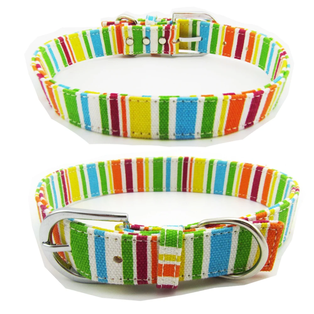 Multicolor Big Dog Collar Canvas Pet Collars Puppy Collar For Medium
