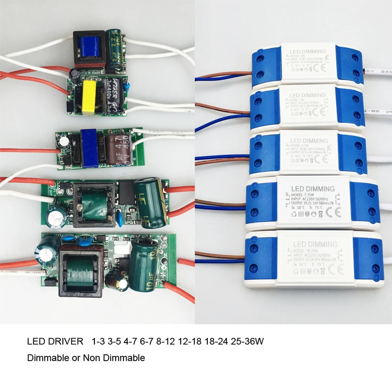 Светодиодный драйвер адаптер постоянного тока от 1 до 3, 4-7 8-12 25-36 Вт 85-265 V 260-300mA с регулируемой яркостью/не преобразования голой Boarder для