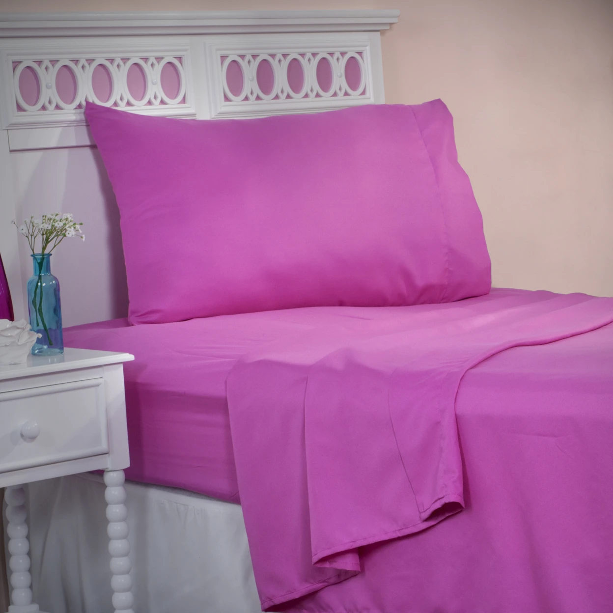 Lavish Home Series 1200 3 Piece Twin Sheet Set - Pink (1)