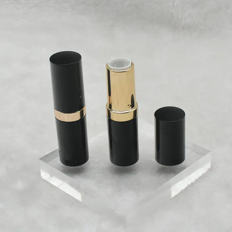 High Grade Cosmeitc Makeup Lipstick Container, DIY Empty Round Black Lipstick Tube, black Tube