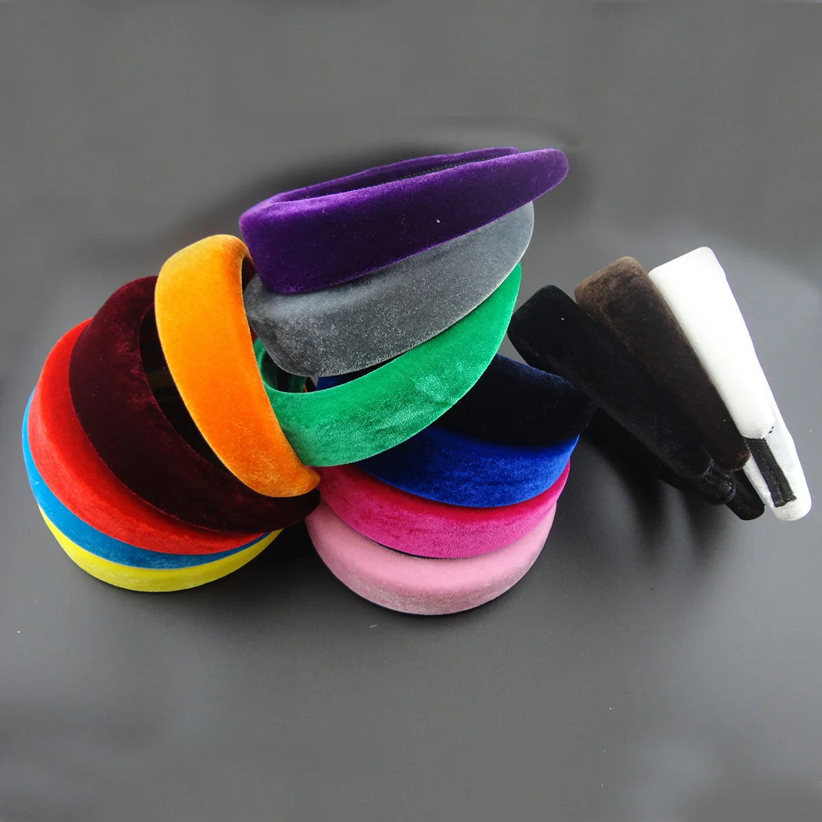 5PCS 4.0cm Thick sponge filled Velvet Fabric Covered Plastic headbands hair Hoops for women Hot Chunky hairbands |