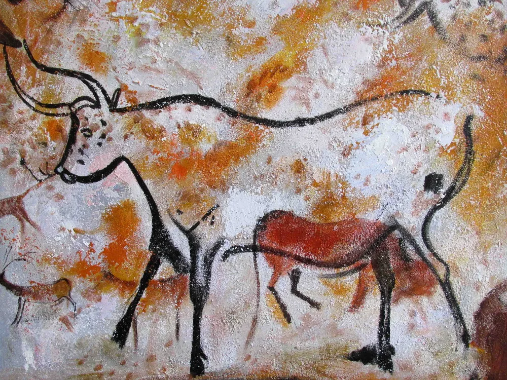 FREE-SHIPPING-Original-Hand-painted-abstract-Animal-Lascaux-Cave-paintings-in-France-oil-painting-signed-canvas.jpg