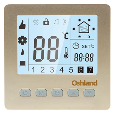 Золотой Цвет 16A цифровой термостат программируемый ЖК-контроллер температуры для undeflower отопления - Цвет: M75 Gold Color 16A