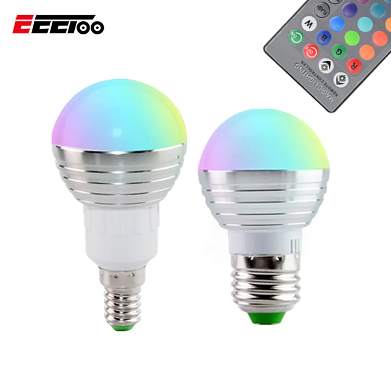 E27 E14 RGB LED أضواء ليلية مصباح مصباح ضوئي 220 V 110 V 24 مفتاح التحكم عيد الميلاد المنزل الإضاءة ديكور المرحلة ضوء للأطفال