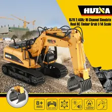HUINA 1570 16ch RC деревянный металлический захват 1/14 2,4G инженерный гусеничный грузовик Игрушечная машина RTR строительный автомобиль с игрушками светильник
