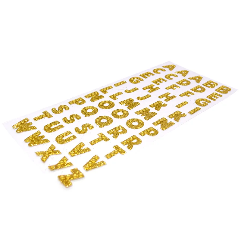 1 Sheet Glitter Alphabet Letter RhinestonesStickers Self Adhesive Gold/silver Words Stick On Scrapbooking DIY Handmade Book Deco