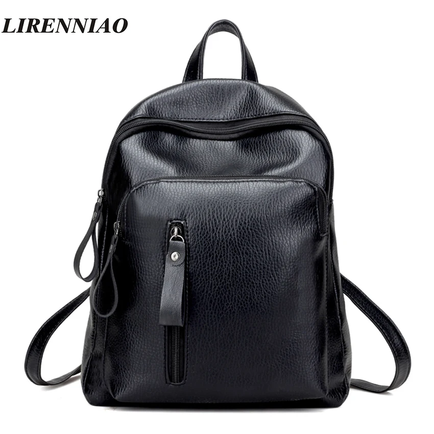 High Quality Leather Backpack Fashion Solid Backpacks For Teenage Girls School Bags Big Capacity Women Backpack