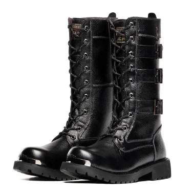 mid calf lace up biker boots