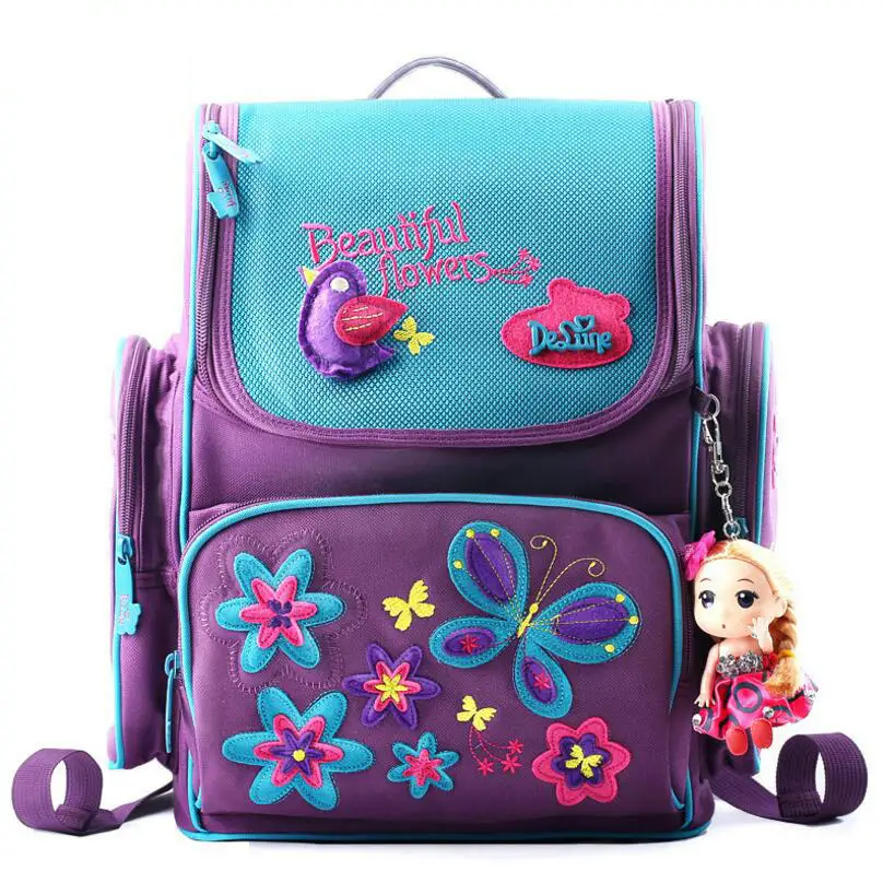 

2018 Children Russian Style Delune Primary School Backpack Bag Grade 1-3 Kids School Bags for Girls Cartoon Bear School Backpack