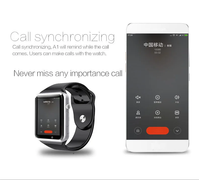 A1 Bluetooth Sport Pedometer Smart Watch with SIM Camera Smartwatch Sadoun.com