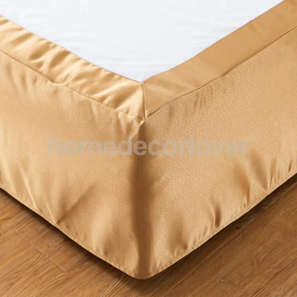 Luxury Plain Dyed Poly Polyester Platform Base Valance Sheet Bed Skirt Apron (Full, Queen, King Size Choice)