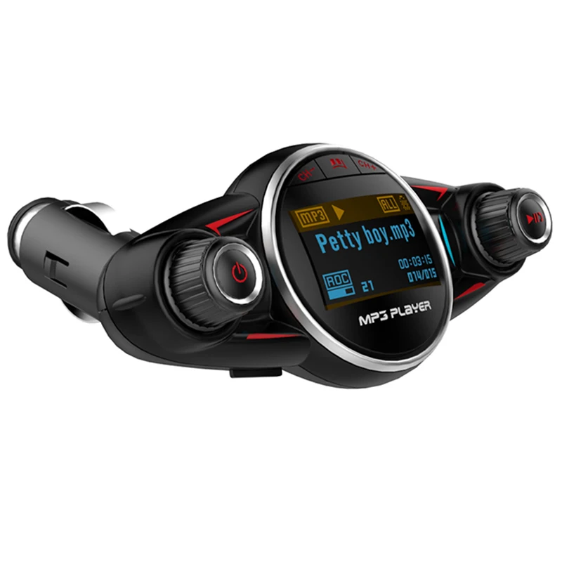Универсальный Bluetooth 4,0 автомобильный комплект громкой связи mp3-плеер fm-передатчик поддержка 2.1A зарядка USB круглый разъем AUX аудио вход выход