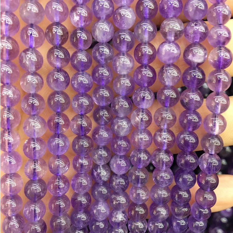 

A+ Natural Amethysts Stone Round Beads For Jewelry Making 4 6 8 10 12mm Purple Crystal Spacer Beads Diy Bracelet Necklace 15