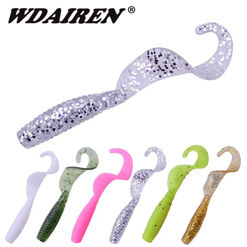 

10pcs/lot Fishing Lures Artificial Worm soft bait 6cm 1.8g Jig Wobbler Shrimp Flavor Additive Silicone baits Bass Fishing Tackle