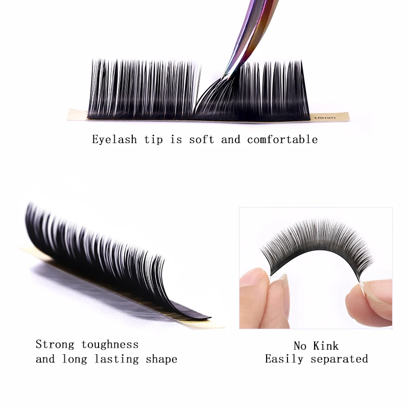 16 Rows/Case False Eyelash Extension Lashes Accessories 7~15mm Mix Size 3D individual Eyelashes Tray Extensions For Makeup Tool