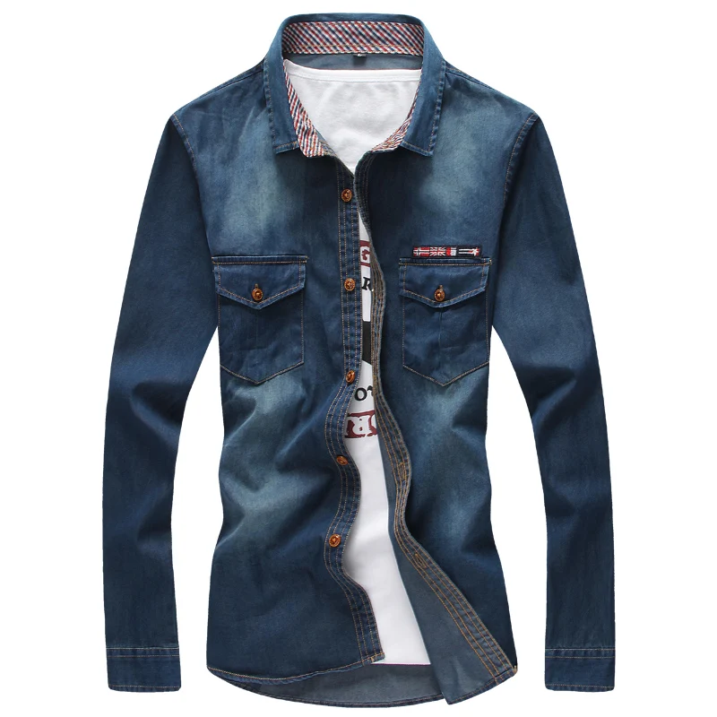 

2019 Camisa Jeans Masculina Blue Jeans Shirts Mens Cowboy Shirts Mens 5XL Gomlek Slim Fit Blusas Masculina Casual Chemise Homme