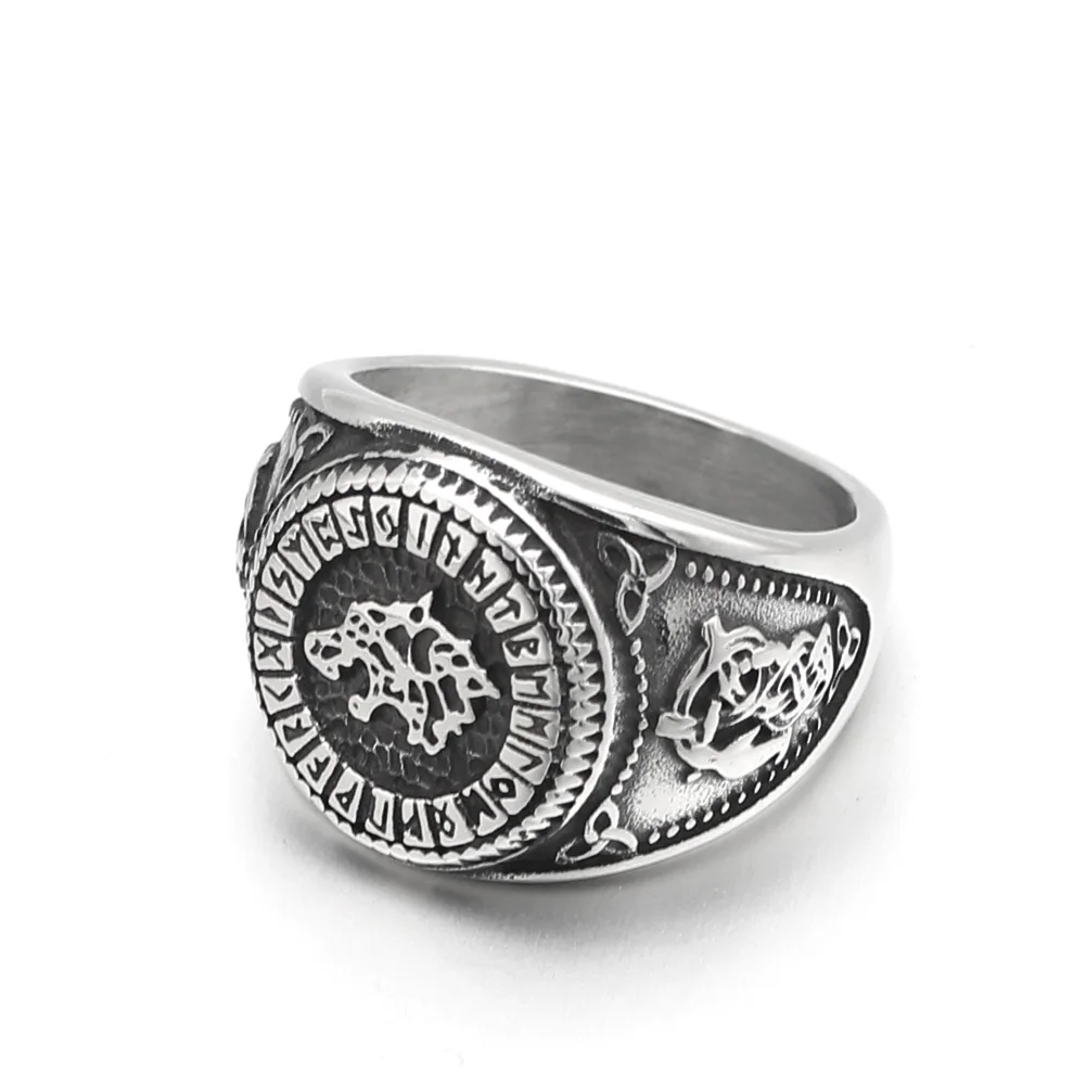 Мужское кольцо 316L из нержавеющей стали норвежский викинг odin's wolf rune vantage с