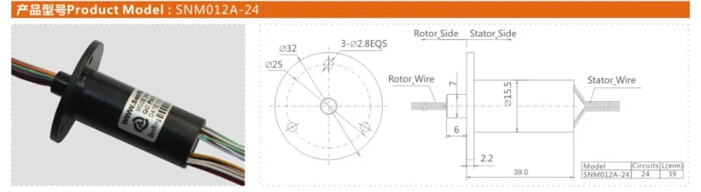 Сжатое Контактное кольцо 24 провода с senring SNM015