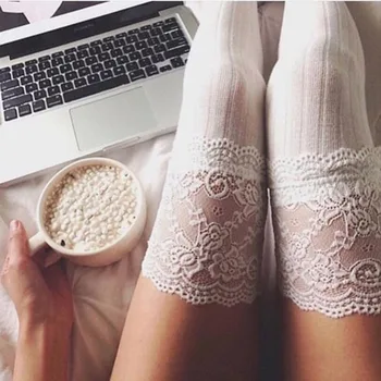 

Sexy Lace Stockings Women Winter Knee High Thigh Knitted Stockings Over Knee Stocking