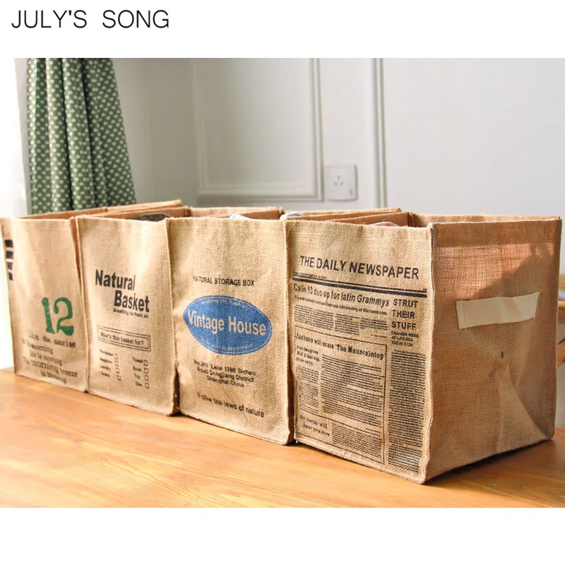 JULY'S أغنية سلة الغسيل القابلة للطي حقيبة الجوت منظم المنزل مكتب أشتات زخرفة سلة التخزين ل لعبة صندوق تخزين ملابس مربع JULY'S أغنية سلة الغسيل القابلة للطي حقيبة الجوت منظم المنزل مكتب أشتات زخرفة سلة التخزين ل لعبة صندوق تخزين ملابس مربع