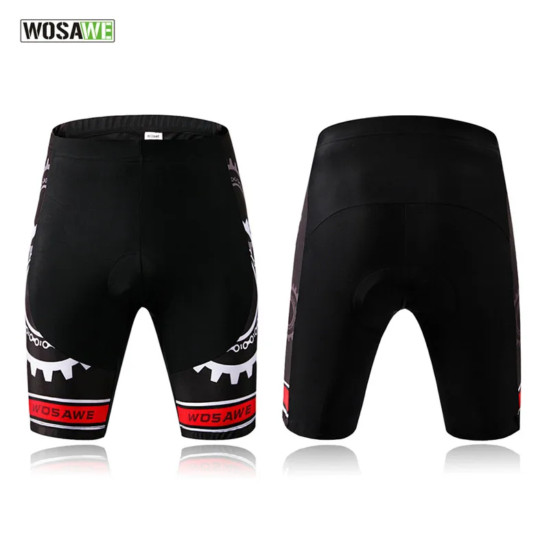

WOSAWE Men Cycling Shorts Black 4D Padded Gel Gear Pattern Short Bicycle MTB Bike Shorts Pantalones cortos de ciclismo S-2XL