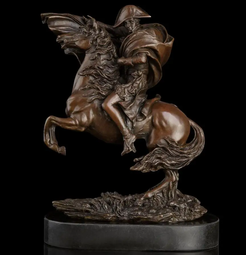 29 Cm Western Art Deco Bronze Statue France Napoleon Bonaparte Horse