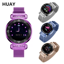 Женский Смарт-Браслет фитнес-трекер женское платье 3D алмазное стекло Калории пульсометр кровяное давление монитор сна Смарт часы SL08