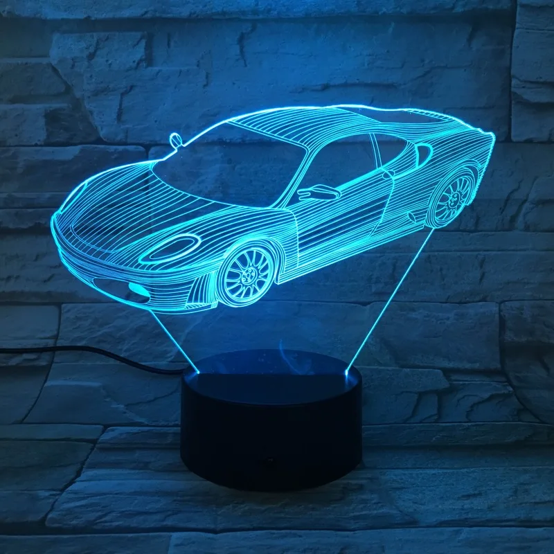 Ночник гоночный автомобиль 3D лампа подарки для автомобиля подарок на день рождения лимузин светодиодный фонарик прикроватный Декор