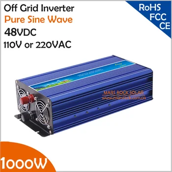 

1000W 48VDC Off Grid Inverter, Surge Power 2000W Pure Sine Wave Inverter for 110VAC or 220VAC Home Appliances