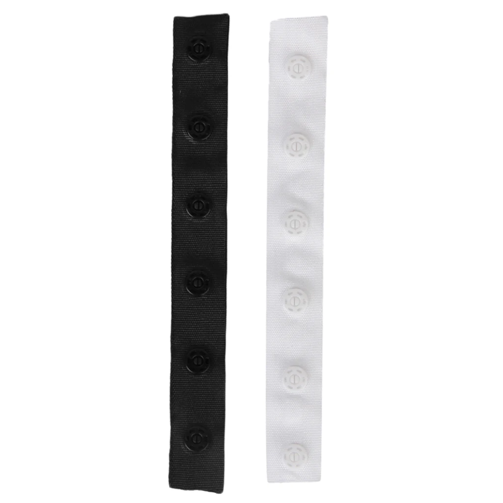 

2Pcs Snap Popper Tape Fasten Ribbon 6-Button 25mm Spacing White and Black