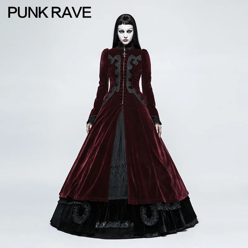 

PUNK RAVE Women Gothic Palace Swallow Tail Long Dress Steampunk Retro Evening Party Dresses Women Stage Performance Costume