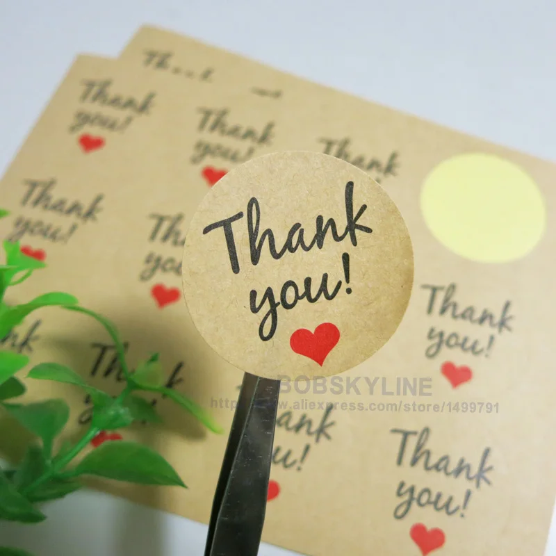 

480pcs/40sheets Lovely Round Thank You adhesive Paper Stickers Decorative Packaging Labels for cake party gift boxes & bags