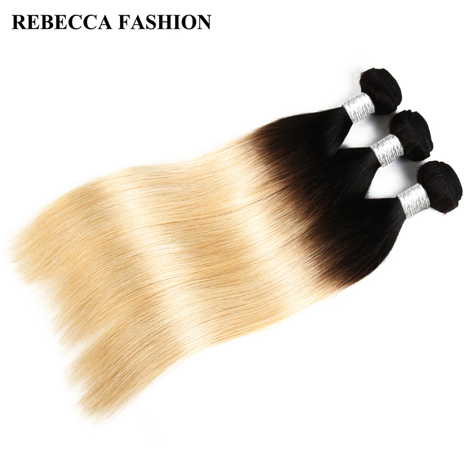 Rebecca Ombre блондинка человеческих волос T1B 613 Реми бразильские плетение волос 3 Bundles10 до 30 дюймов прямые наращивание волос бесплатная доставка