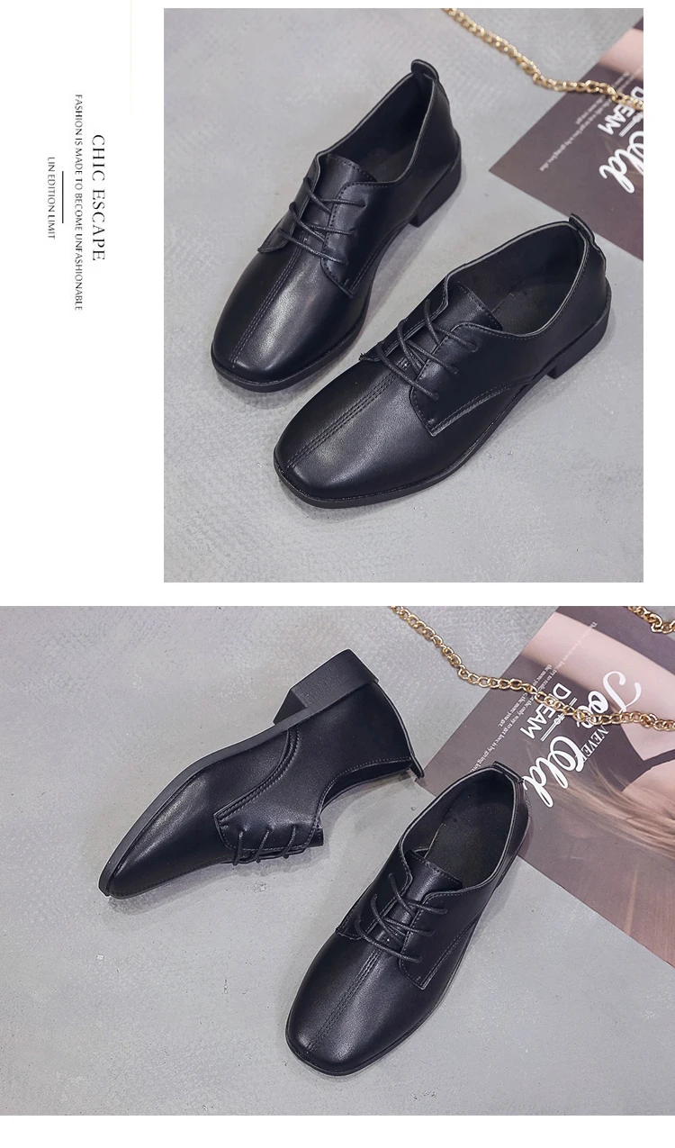 New Black Sneakers Women Shoes Oxfords Female Loafers Flats Patent Leather Slip on Platform Shoes Woman Lace Up Ladies Shoes