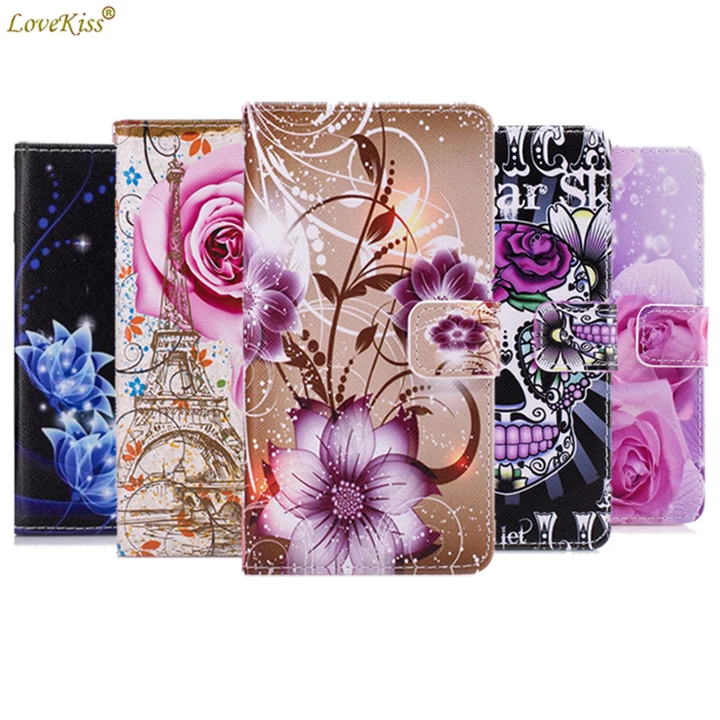 

Cartoon Flower Pattern Leather Wallet Case For Samsung Galaxy Core 2 II G355 Core2 G355H G3559 Cover Cases Phone Bag Flip Stand