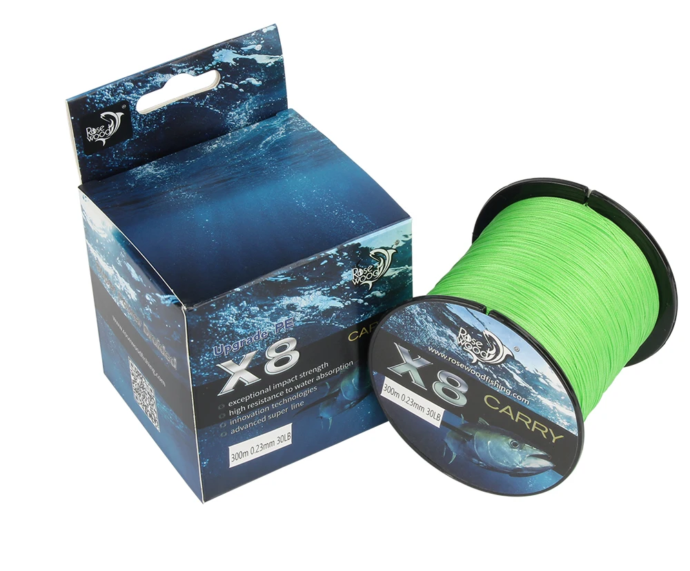 RoseWood New Braided Fishing Line 300M 8 Strands Ultra Strong Superline Braid Fishing Line 12LB-65LB Sea Ocean Smooth Casting