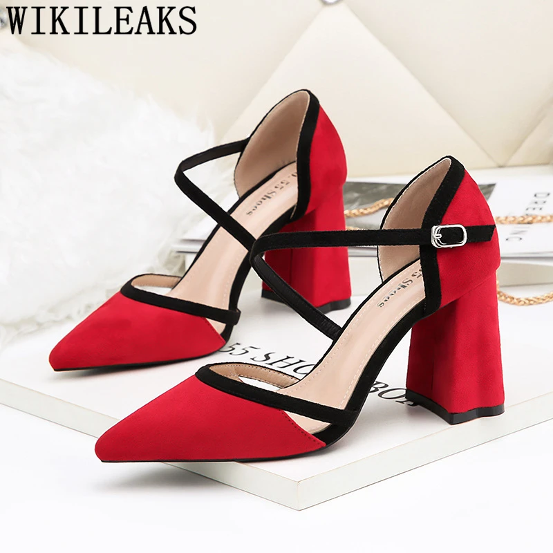 

evening shoes high heels sandals women block heel shoes women pumps red high heel shoes woman 2019 zapatos tacon mujer tacchi