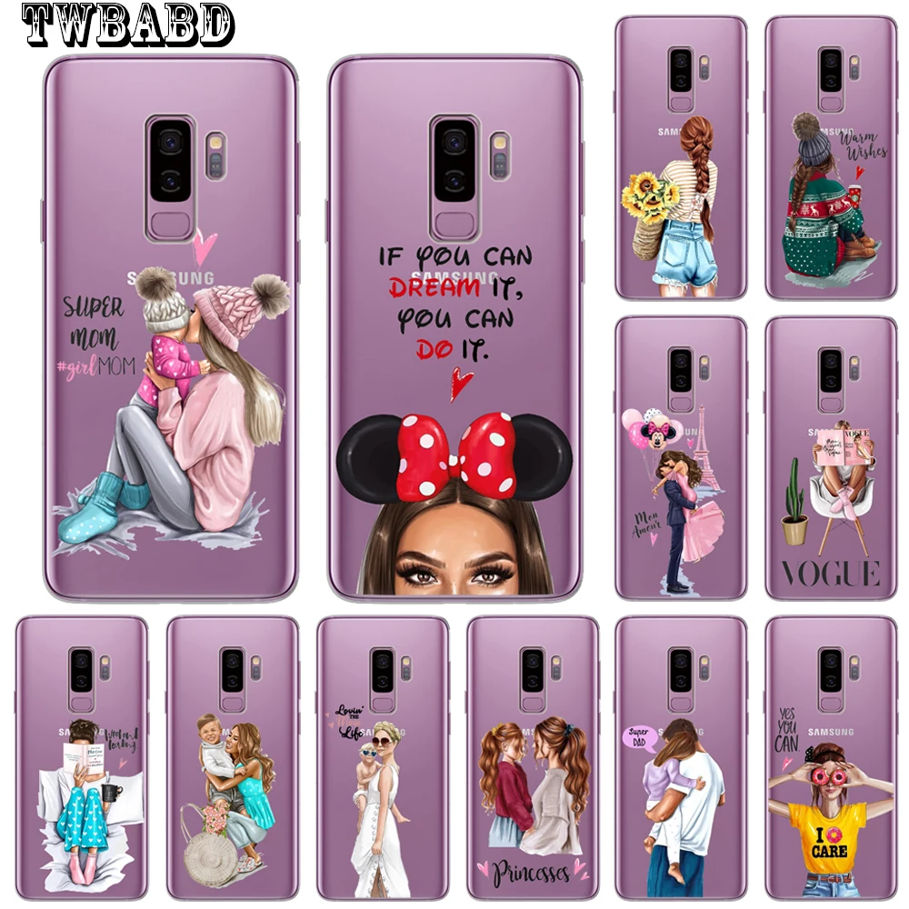 Модный чехол для телефона Super mom Dad Girl Samsung Galaxy S9 S8 S10 Plus S7 S6 Edge Lite Note 8 9 Funda Etui |