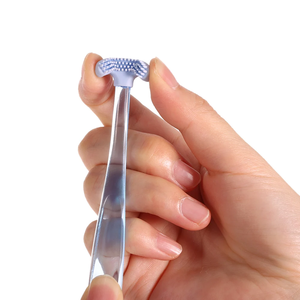 Oral Care Tongue Scraper Brush Cleaner Soft Silicone Head Oral Hygiene