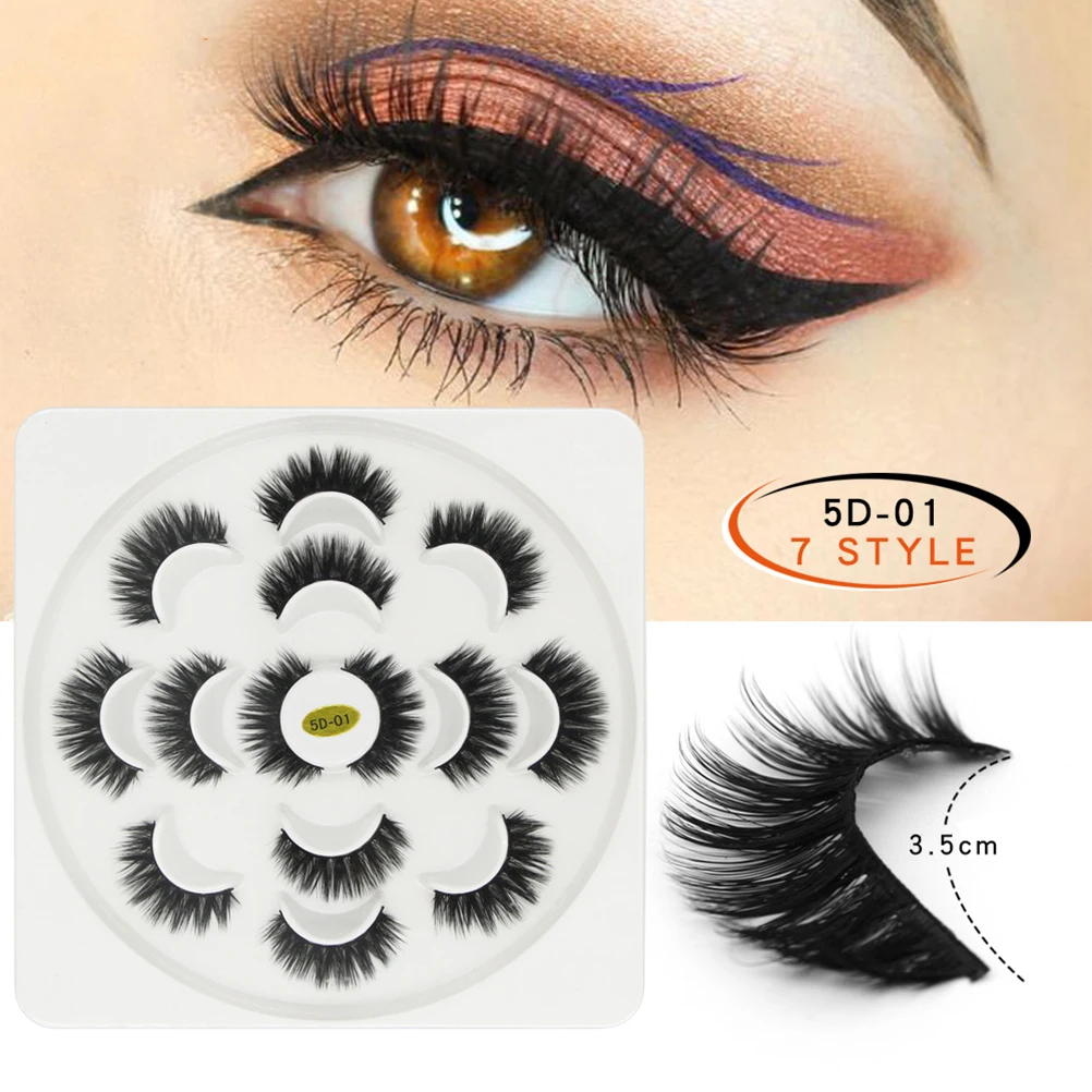 

7 Pairs 5D Thick Mink Eyelashes Fake Lashes Natural Eyelashes Popular False Lashes Makeup Extension False Eyelashes