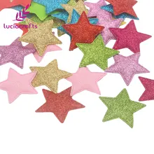 20 шт./лот, 5,5*5,5 см, блестящая, в форме звезды, войлочная ткань, нетканый материал, сделай сам, открытка, скрапбукинг, вечерние Аппликации, украшение, B1105