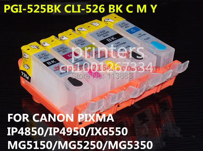PGI-525 CLI 526 refillable ink cartridge for canon PIXMA IP4850 IP4950 IX6550 MG5150 MG5250 MG5350 MX715 MX885 MX895 printer PGI-525 CLI 526 refillable ink cartridge for canon PIXMA IP4850 IP4950 IX6550 MG5150 MG5250 MG5350 MX715 MX885 MX895 printer