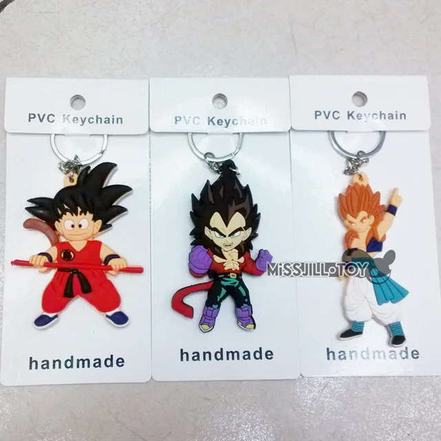 10pcs Dragon Ball Fashion KeyChain Super Saiyan Goku Vegeta Soft Figure Doll Toy Jewelry Pendant Keyring