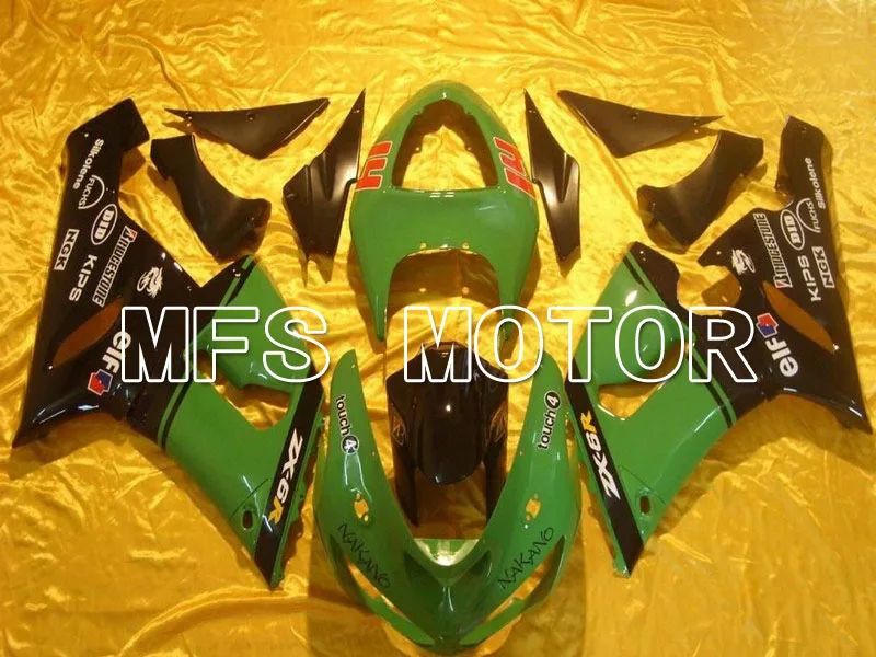

For Kawasaki NINJA ZX6R 2005 2006 05 06 Injection ABS Fairing Kits NINJA ZX 6R 05 06 - Nakano - Green/Black
