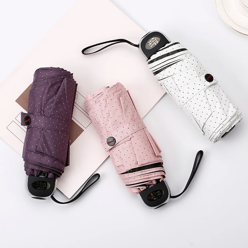 

New Men'S Five Fold Umbrella 8 Bone Mini Pocket Umbrella Sun Protection UV Folding Ladies Dual-Use Umbrella Ultra Light Umbrella