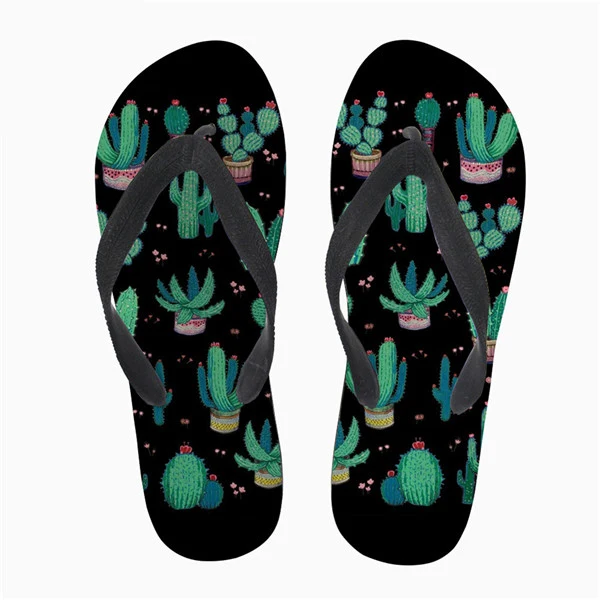 HMG403AB-N Индивидуальные Модные Зеленый Кактус печати Женские Тапочки флип-флоп Туфли без каблуков для дома для девочек-подростков, босоножки без застежки сандалии для дам - Цвет: HMG403AB-N